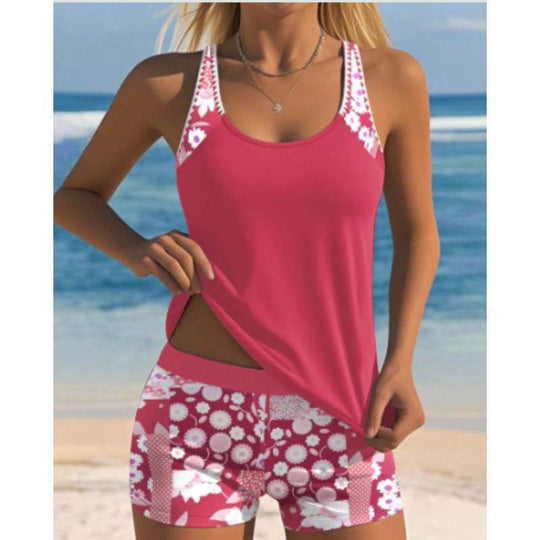 Damen Sportlicher Zweiteiler mit ärmellosem Oberteil und Shorts EB