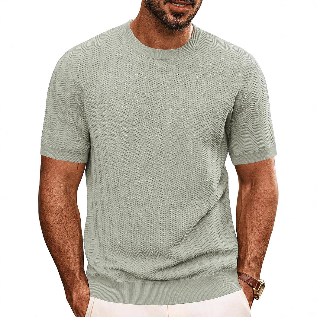 Herren strukturiertes Rundhals T-Shirt EB