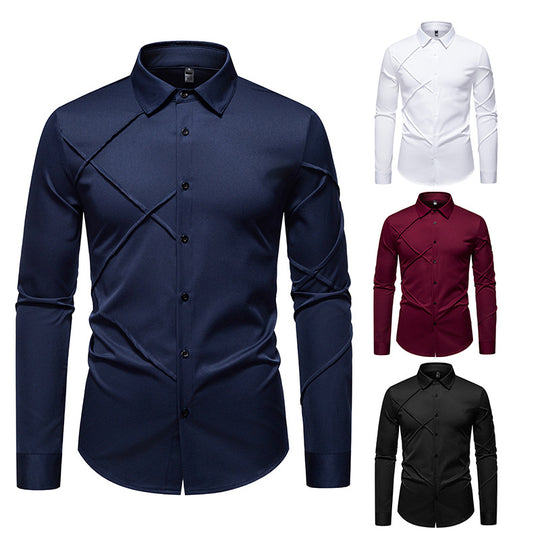 Herren Langarmhemd mit asymmetrischem Design EB
