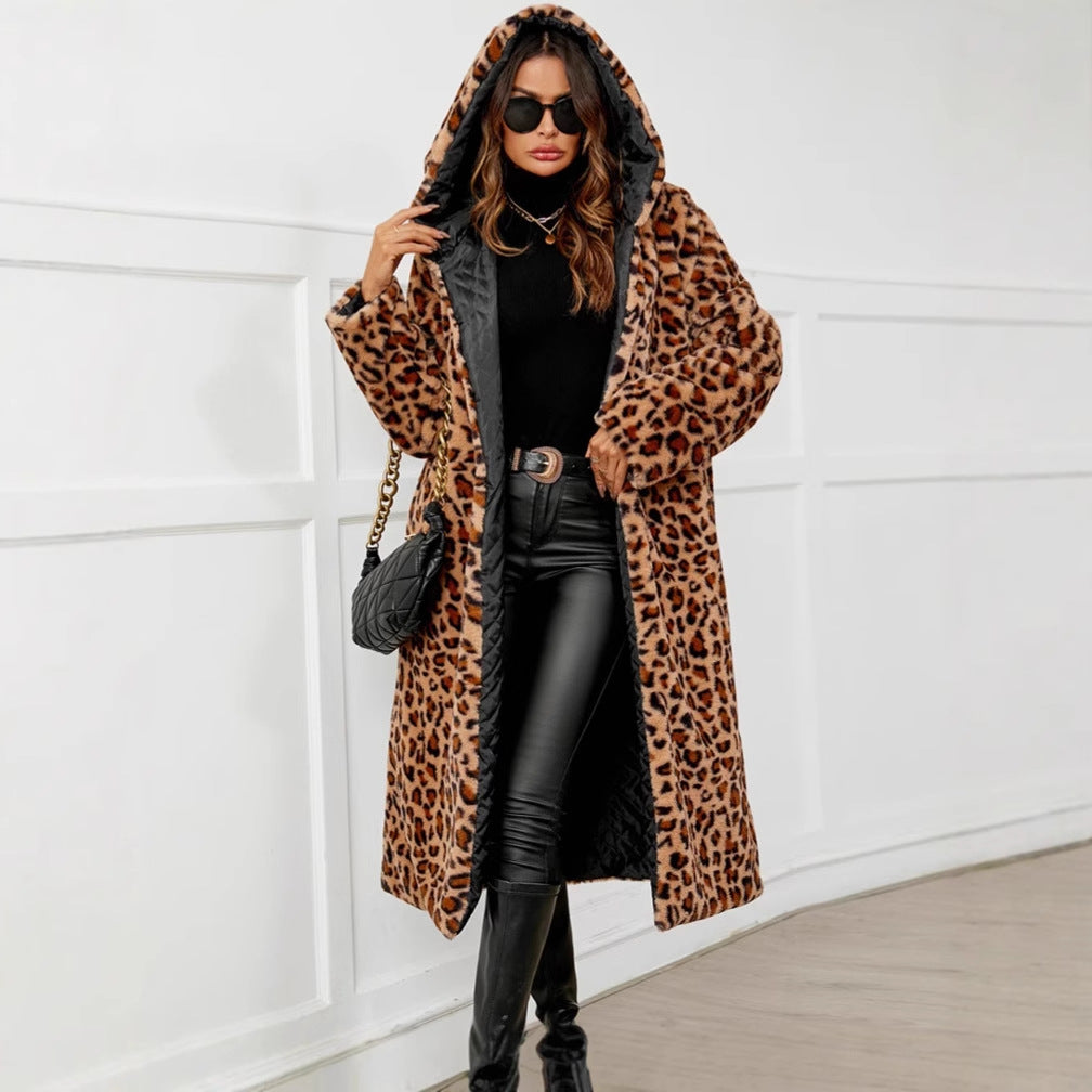 Damen Übergroße Kuscheljacke mit Leopardenmuster EB