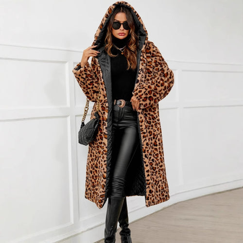 Damen Übergroße Kuscheljacke mit Leopardenmuster EB