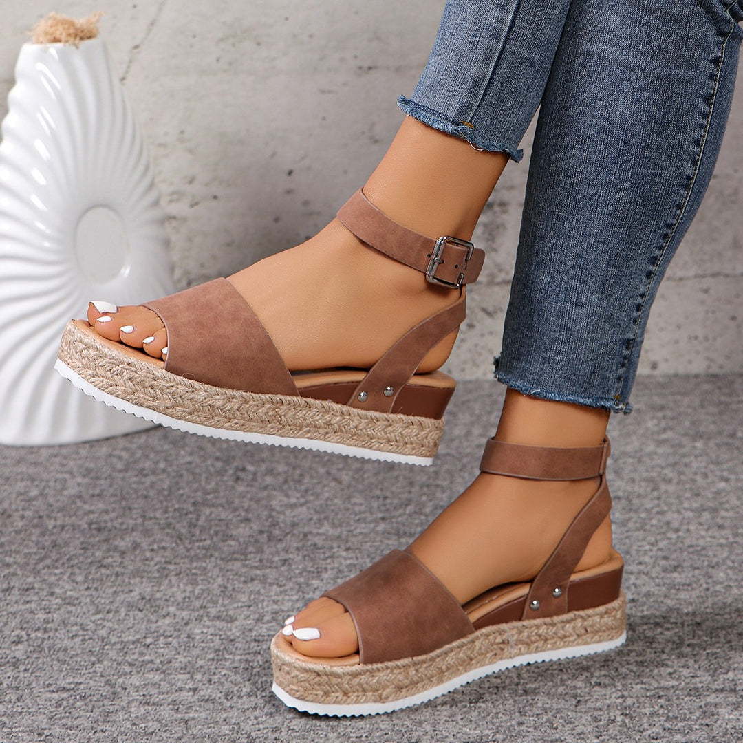 Damen Wedge-Sandaletten mit elegantem Riemen-Design und komfortablem Fußbett EB