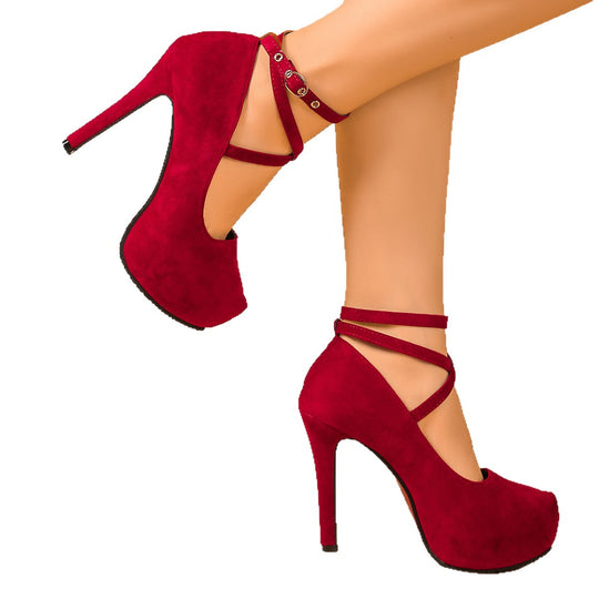 Damen High-Heels mit raffiniertem Riemendesign und geschwungenem Absatz EB