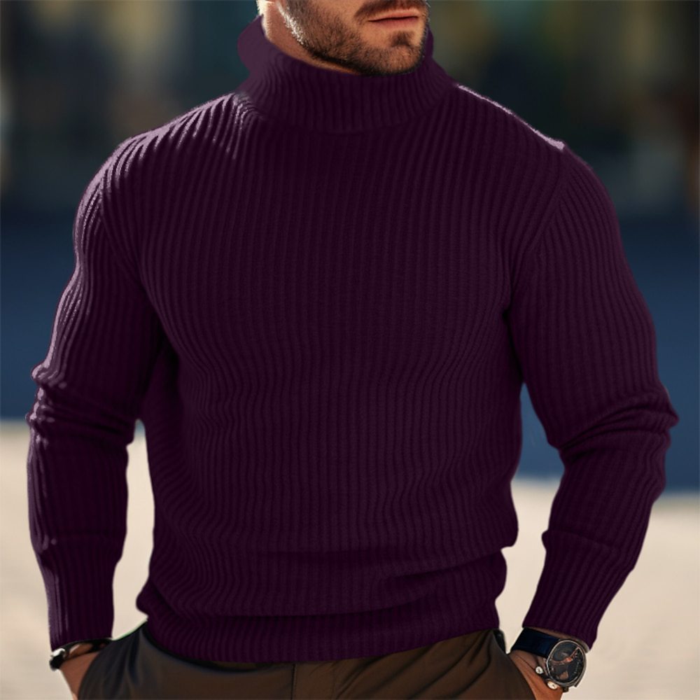 Herren Stehkragen Pullover aus strukturiertem Strick EB