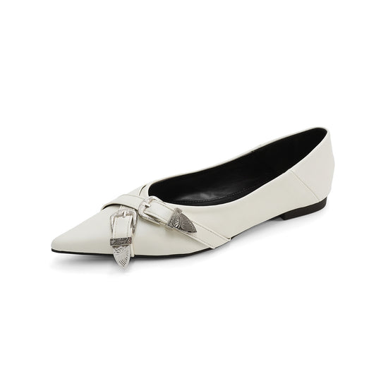Damen elegante spitze Ballerinas mit modischem Riemen EB