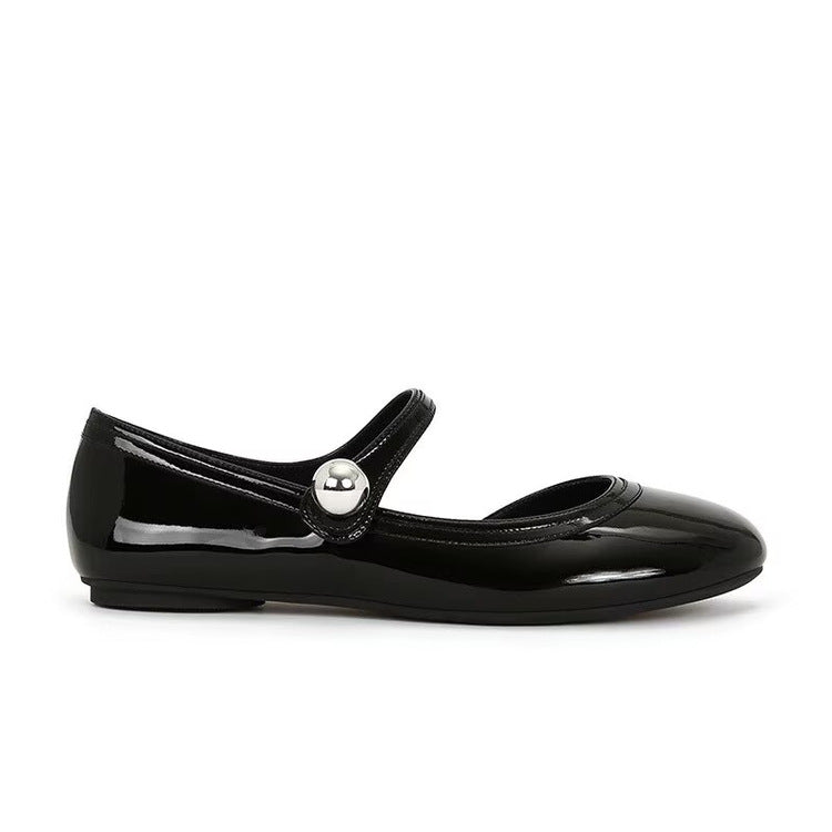 Damen Ballerinas mit modischem Riemchen und glänzender Oberfläche EB