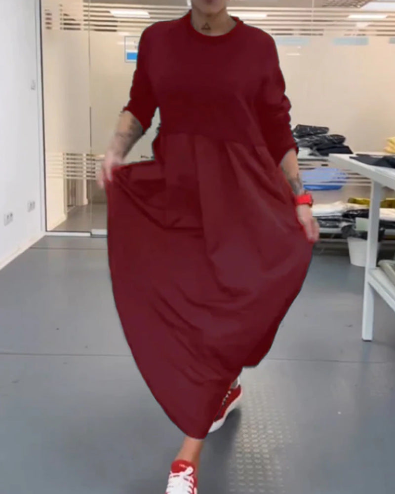 Damen Maxikleid mit lässigem Schnitt und praktischem Taillenregulierungsband Heidi-Mode