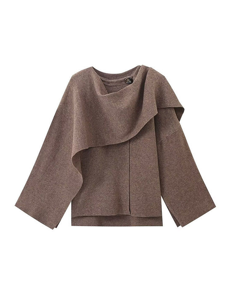 Damen Poncho aus hochwertiger Strickware mit asymmetrischem Design EB