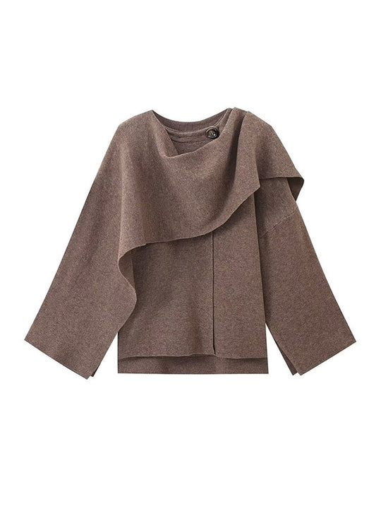 Damen Poncho aus hochwertiger Strickware mit asymmetrischem Design EB