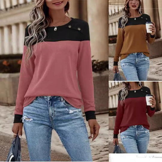 Damen Pullover mit strukturiertem Design und Button-Details EB