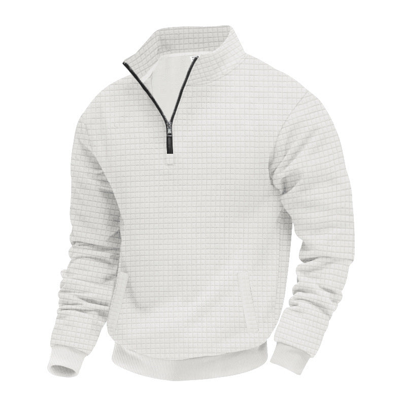 Herren nan gesteppter Halbzip-Sweater mit quadratischer Waffelstruktur und Kängurutasche EB