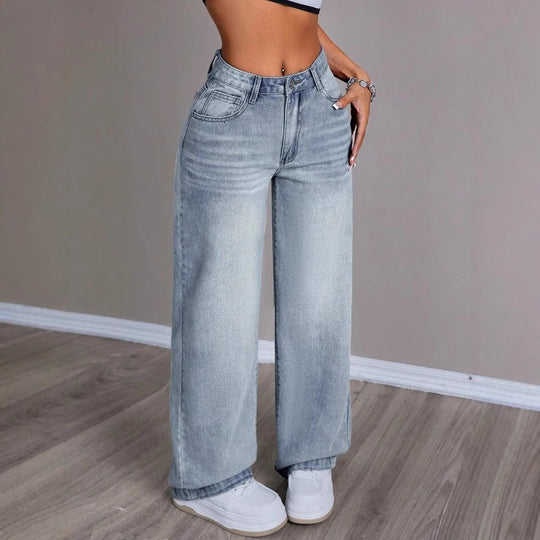Damen Weite Jeanshose im Vintage-Stil EB