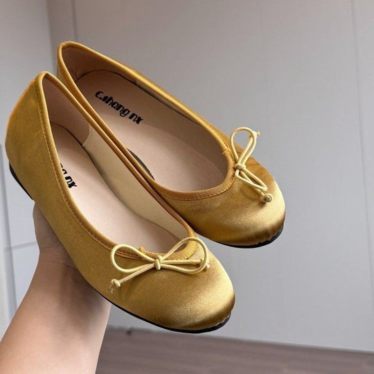 Damen Ballerinas aus satinierter Struktur mit dekorativem Schleifendetail EB