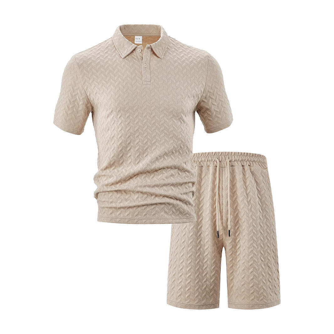 Herren nan strukturiertes Polo-Set aus atmungsaktiver Baumwollmischung EB