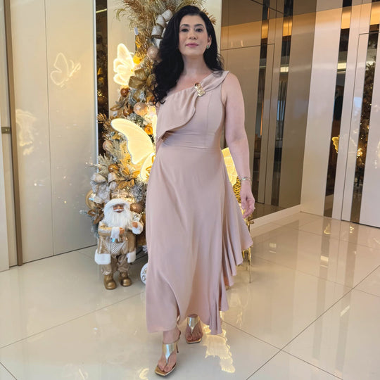 Damen Maxikleid mit eleganter Raffung EB