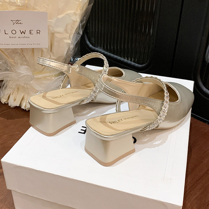 Damen elegante Slingback-Schuhe mit funkelnder Akzent-Riemchen EB