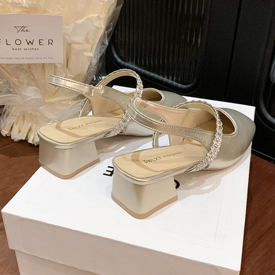 Damen elegante Slingback-Schuhe mit funkelnder Akzent-Riemchen EB