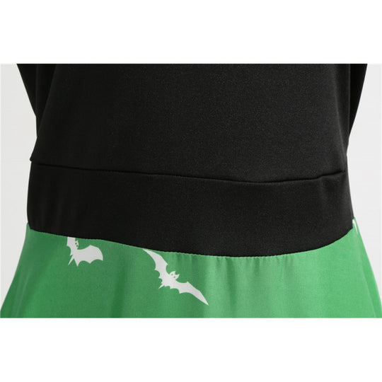 Damen Vintage Swingkleid mit gewelltem Ausschnitt, tailliertem Oberteil und Halloween-Print EB