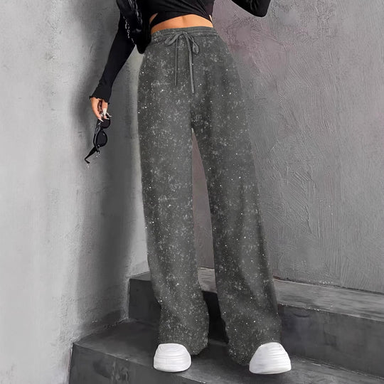 Damen nan weite Strickhose mit hochgeschnittenem Bund und Kordelzug EB
