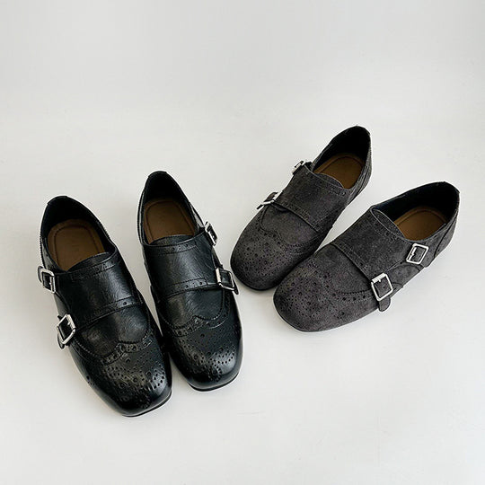 Damen elegante Schnürschuhe mit doppeltem Riemen und dekorativer Broguierung EB