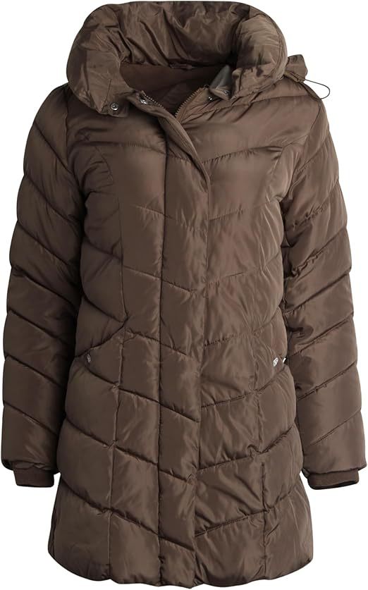 Damen Langer gesteppter Winterparka mit hochgeschlossenem Kragen EB