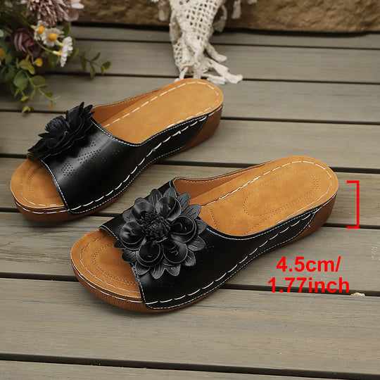 Damen Wedge-Pantoletten mit floralem Detail EB