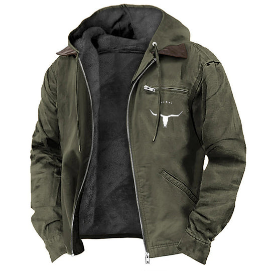 Herren nan wattierte Kapuzenjacke mit Teddyfutter und robuster Canvas-Aussenschicht EB
