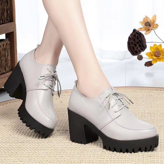 Damen Trendige Schnürstiefeletten mit robustem Blockabsatz EB