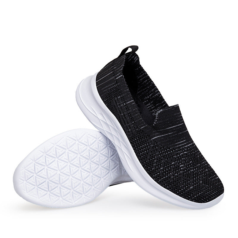 Damen Komfortable Slip-On Laufschuhe mit atmungsaktiver Strickoberfläche EB