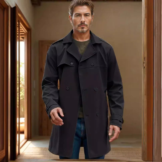 Herren modischer Trenchcoat mit praktischen Seitentaschen und abnehmbarem Innenfutter EB
