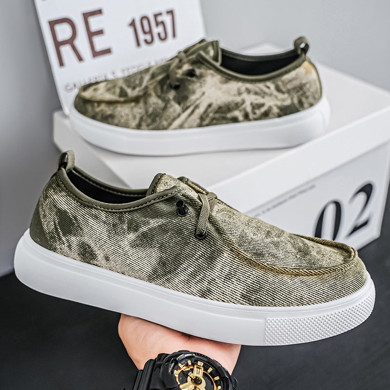 Damen lässige Slip-On Sneakers aus atmungsaktivem Denim mit elastischem Einschlupf EB