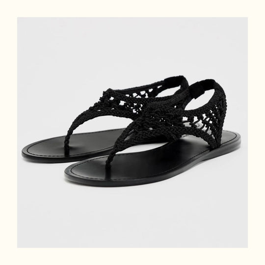 Damen Zehentrenner-Sandalen mit geflochtenem Riemendesign und komfortablem Fußbett EB