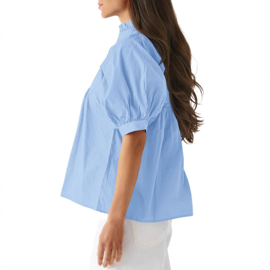 Damen Bluse mit Stehkragen und gepufften Ärmeln EB