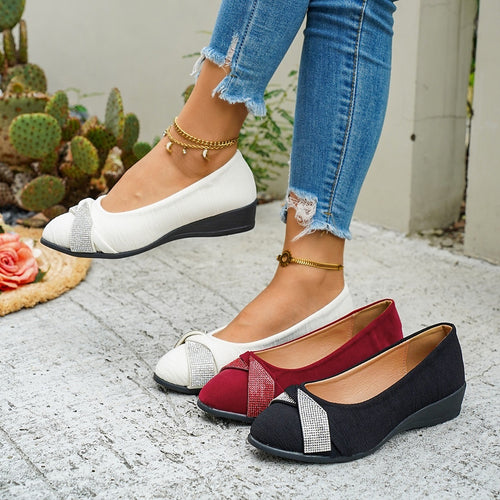 Damen elegante Ballerinas mit glamourösem Strassdetail EB