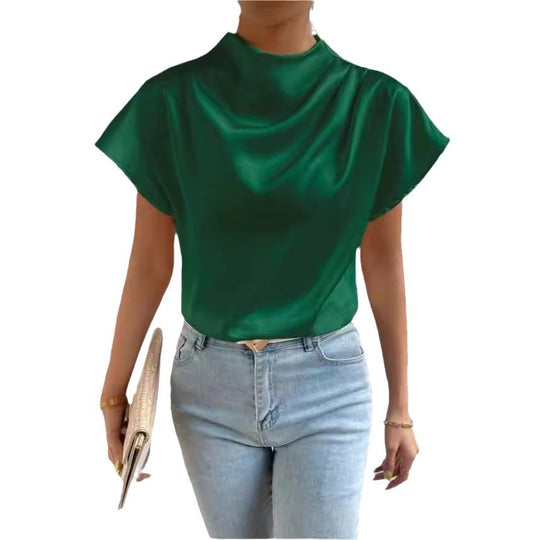 Damen ierte Bluse mit elegantem Stehkragen EB