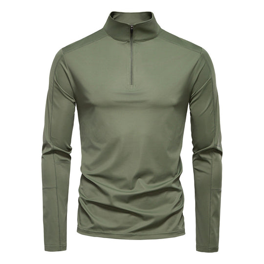 Herren nan Funktions-Langarmshirt mit Stehkragen und halbem Reißverschluss EB