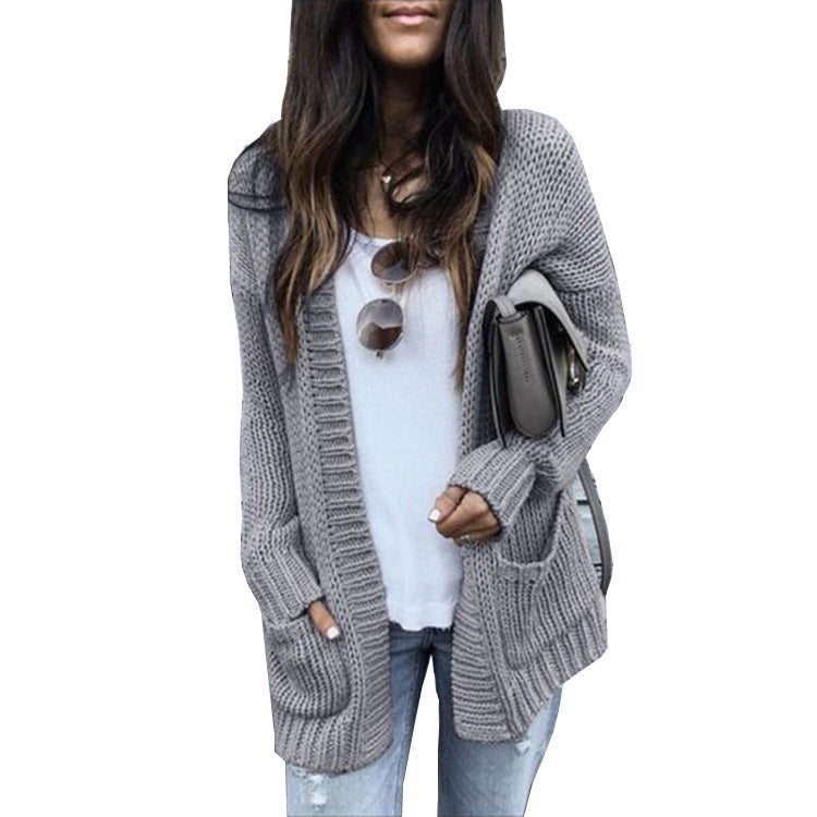 Damen Grobstrick-Cardigan mit lässigem Schnitt und praktischen Taschen EB