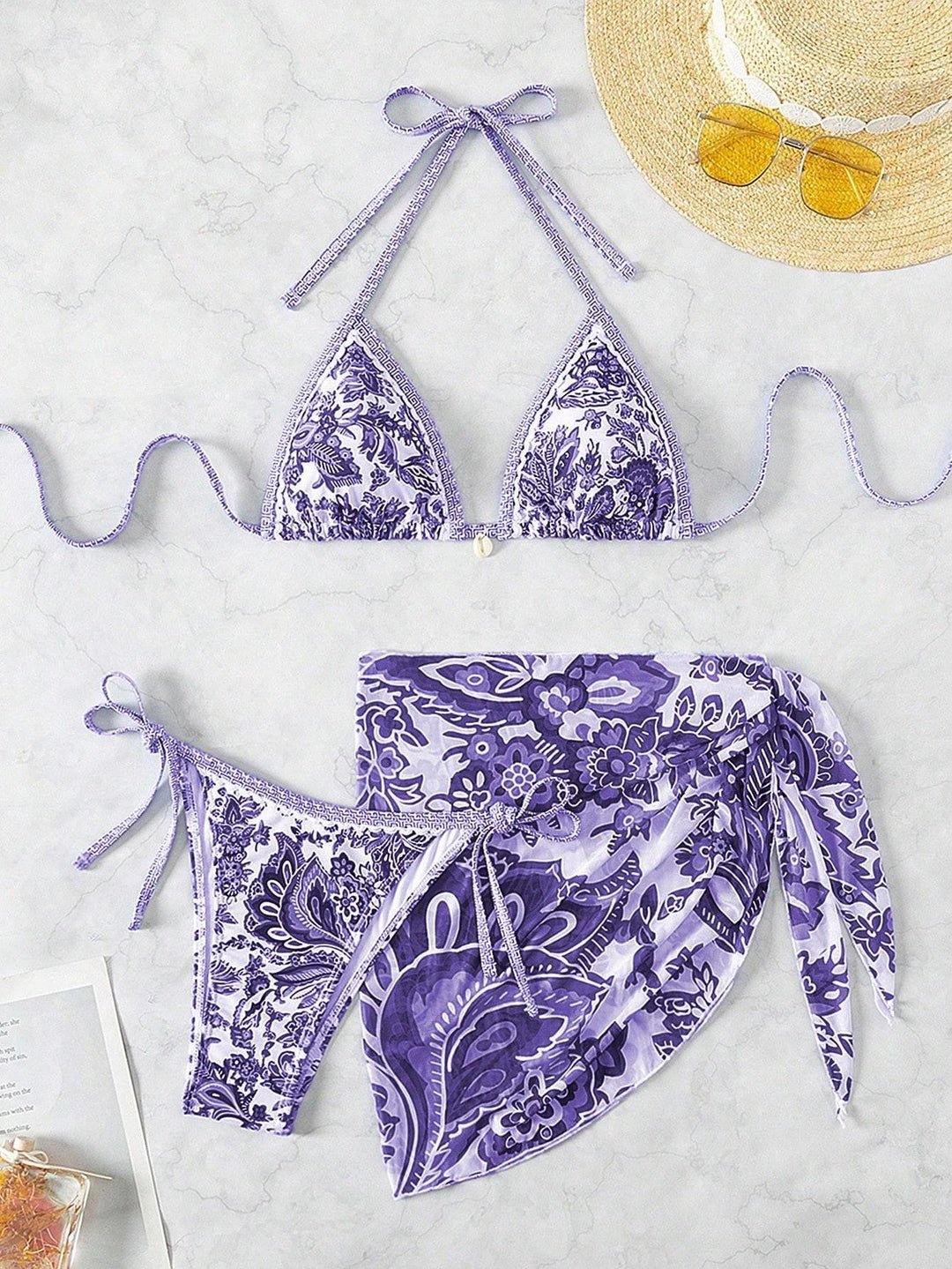 Damen Triangel-Bikini-Set mit elegantem Wickelrock EB
