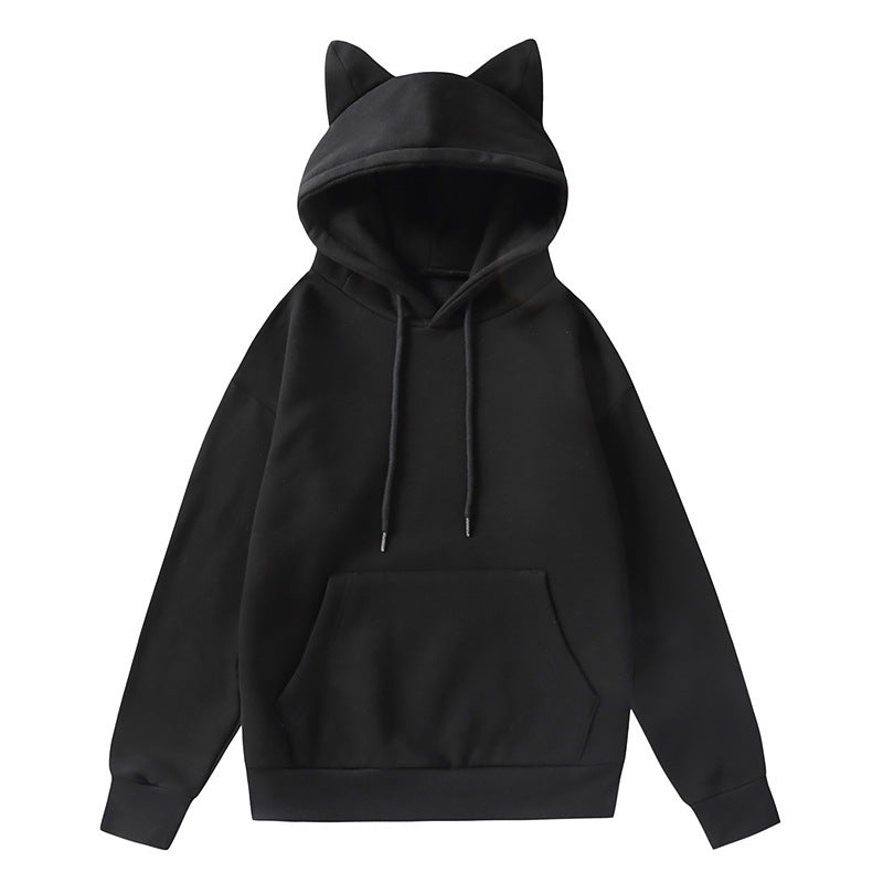 Damen Kapuzenpullover mit Katzenohren und weichem Innenfutter EB