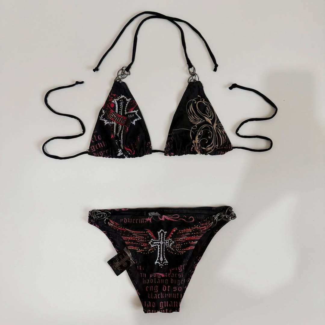 Damen Triangel-Bikini mit kreativem Muster EB