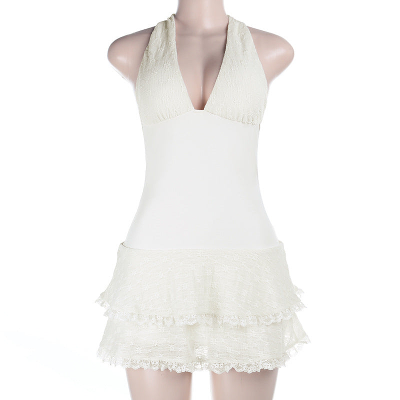 Damen Halter-Badeanzug mit verspieltem Rock EB