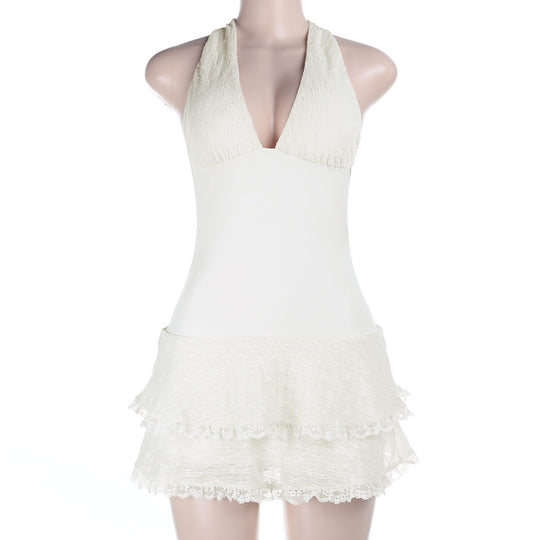 Damen Halter-Badeanzug mit verspieltem Rock EB