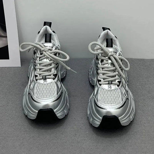 Damen Chunky Sneakers mit atmungsaktiver Netzstruktur und gepolsterter Sohle EB
