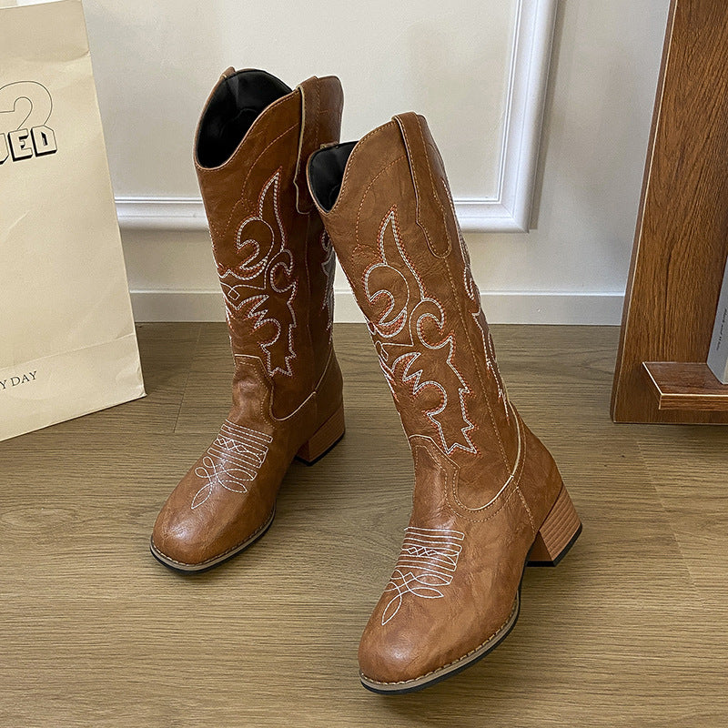 Damen Cowboystiefel im edlen Design mit detaillierter Stickerei EB