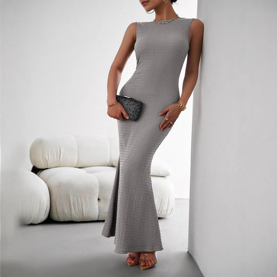Damen figurbetontes Maxikleid mit elegantem Strukturdesign EB