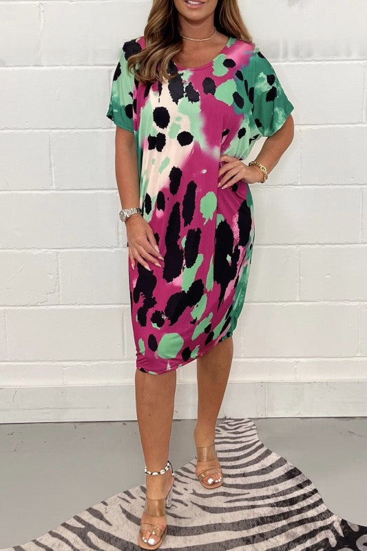 Damen Midikleid mit modernem Animal-Print und weichem Stretchmaterial EB