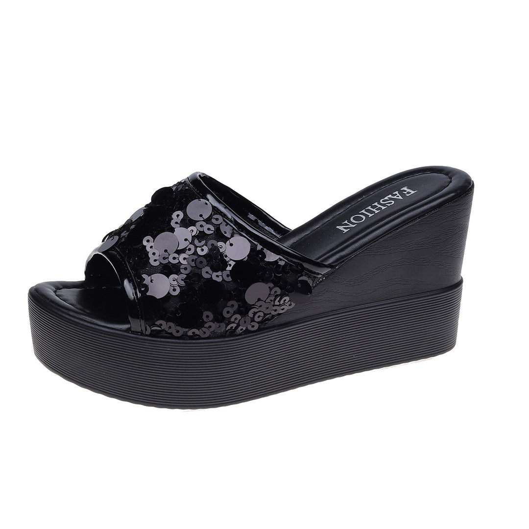 Damen Glamouröse Plattform-Sandalen mit Paillettenverzierung EB