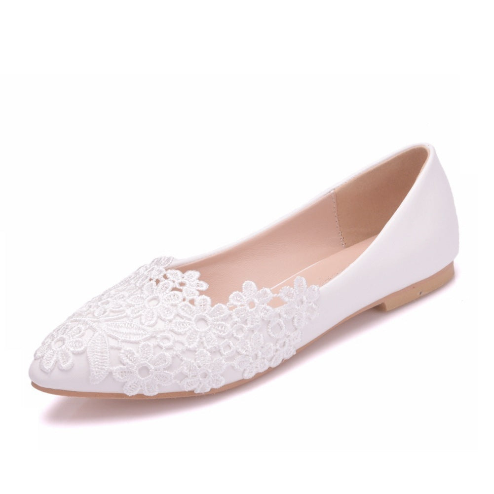 Damen Elegante Ballerinas mit filigraner Blumenstickerei EB