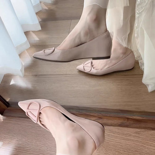 Damen elegante spitze Ballerinas mit modischem Riemendesign EB