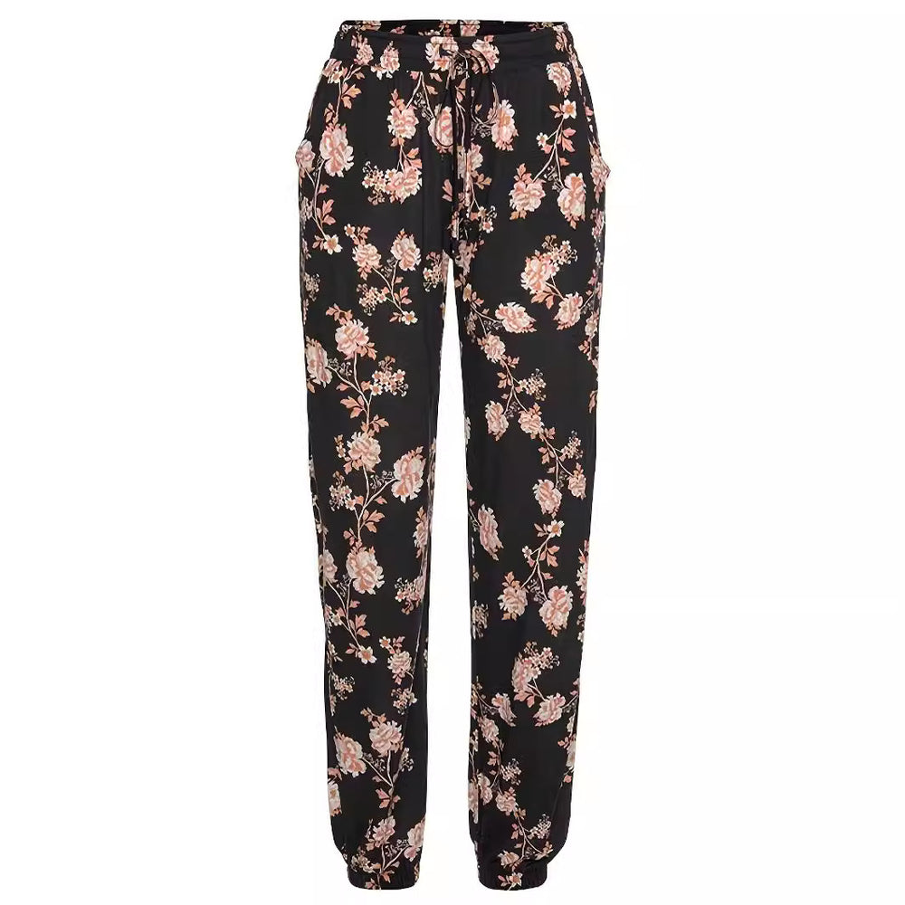 Damen Freizeithose mit floralem Muster und elastischem Bund EB